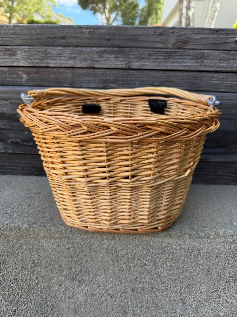 Wicker Bike Basket in Natural Rattan